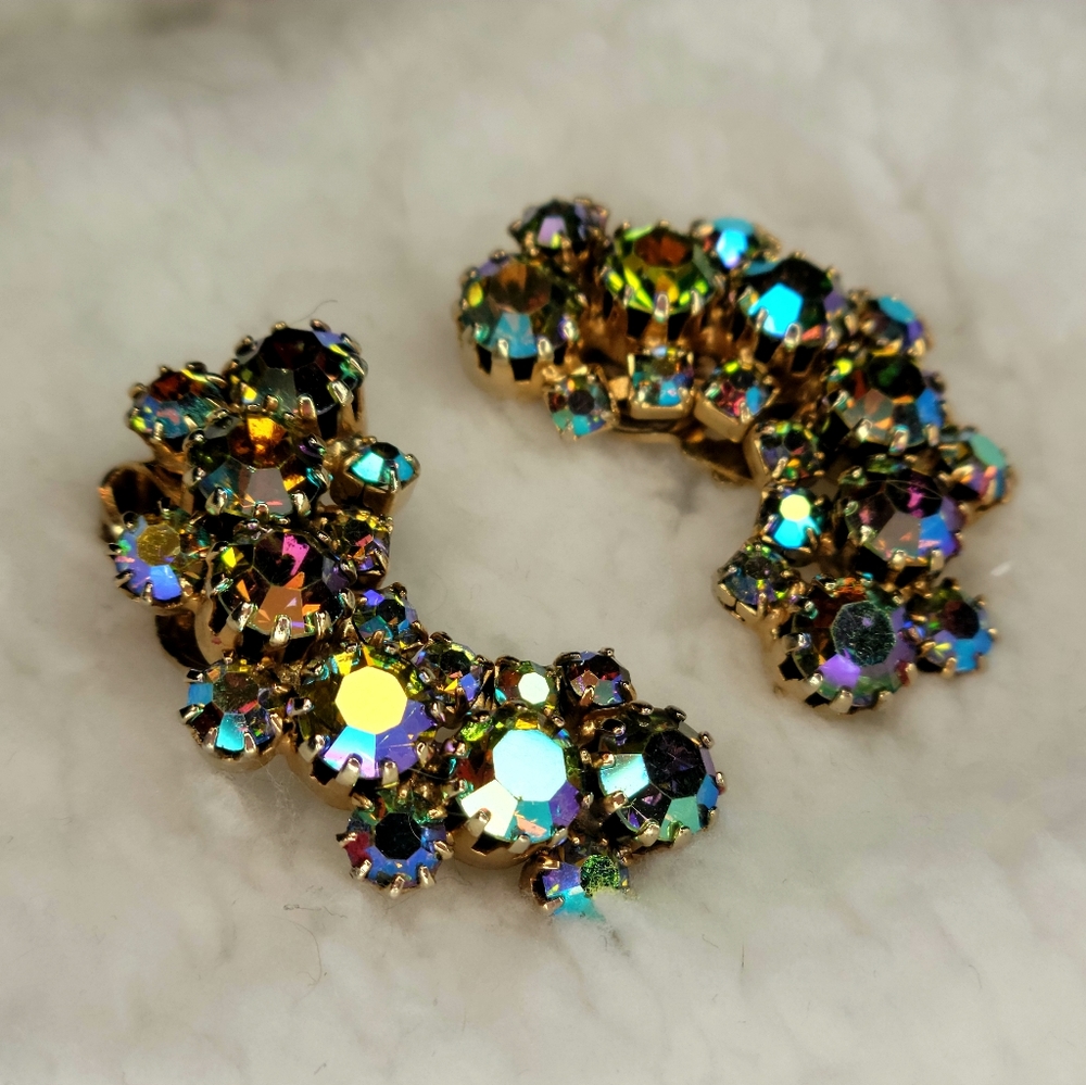 Vintage Julianna Aurora Borealis Clip-on Earrings
